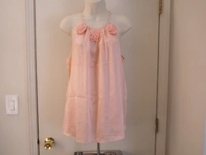 NWT KENAR Pink 100% Silk Satin 3D Flowers Beads Keyhole Back Sleeveless Top Sz L - Picture 1 of 4