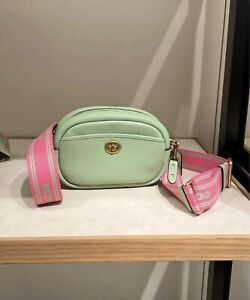 Coach Turnlock Camera Bag with 2 Straps in B4/Pale Pistachio Pebble Leather NWT