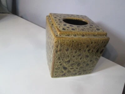 NUEVO soporte de tejido Kleenex cuadrado moteado marrón cerámica esmaltada - acento de decoración Foto 1 de 4