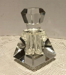 Crystal Cut Glass Perfume Bottle With Dauber 4" - Picture 1 of 3