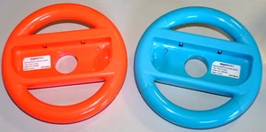 2x AMAZON SWITCH LENKRAD AUFSATZ NEON ROT BLAU Joy Con Racing Wheel - Picture 1 of 1