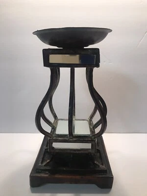 Metal candle holder, mirrors, distressed multicolor, used good condition Candle - Image 1 of 4