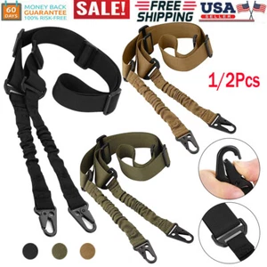 Adjustable Tactical Two Point Sling Strap Bungee Rifle Gun Sling with QD Buckle - Picture 1 of 15