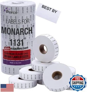 Perco Best by Labels for Monarch 1131 Price Gun - 8 Rolls, 20,000 Marking Lab - Picture 1 of 5