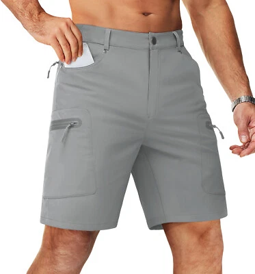 Pantalones Cortos de Carga para Hombres Senderismo 10" Secado Rápido 5 Bolsillos Ligeros Pesca Golf Shorts Foto 1 de 4