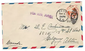 Cubierta de correo aéreo usada muy fina US TROY 1938 - Sobre a Calgary Alberta - Imagen 1 de 2