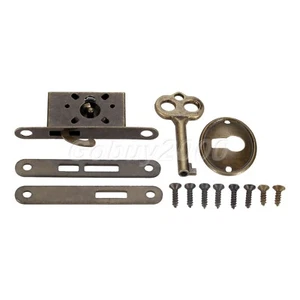 Zinc Alloy Antique Bronze Classical Lock Drawers Wardrobe Lock With Screws 1Set - Picture 1 of 12