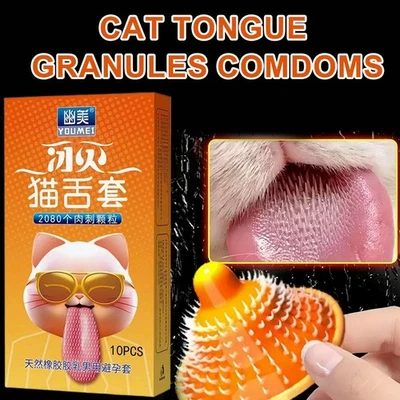 Condoms gránulos lengua gato 10 un. mejorar extensión estimular el sexo suministros para adultos Foto 1 de 4