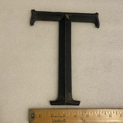 Vintage or Antique Cast Bronze or Brass 9” Letter T Building Marquee Sign - Image 1 of 4