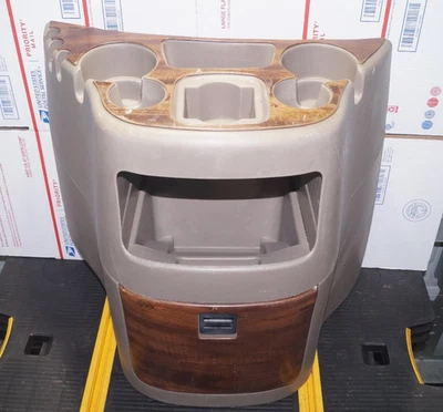 97-14 FORD E150 E250 E350 VAN TAN W/WOODGRAIN CONSOLE CUP HOLDER DOGHOUSE OEM - Imagem 1 de 4