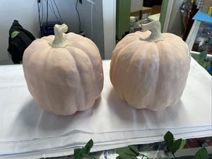 Pair of Halloween Foam Blow Mold Pumpkins 10” X10”, 30” round Orange and orange - Picture 1 of 1