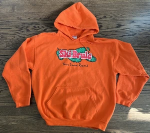 Orange SKI BRULE Hoodie Kapuzenpullover Herren Größe Large L - Bild 1 von 9