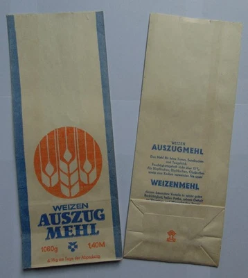 2 DDR Mehltüten Weizen Auszugmehl, VEB Mühlenwerke Neubrandenburg - Bild 1 von 4