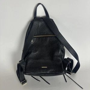 Rebecca Minkoff Black/Gunmetal Convertible Mini Julian Backpack Pebbled Leather - Picture 1 of 8