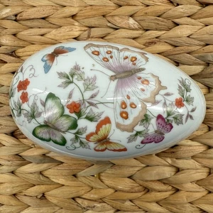 Avon 1974 Butterfly Porcelain Egg Trinket Box Fine 22K Gold Trim Made in Japan - Picture 1 of 7