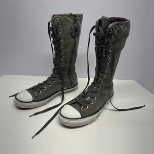 SELTEN VTG Converse All Star kniehoch X-HI armeegrün kariert Damen 6,5 Junior 4 - Bild 1 von 23