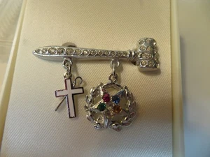 Broche marteau crochet croix bergers maçon cristal étoile maçon étoile de l'ordre de l'étoile de l'Est - Photo 1/7