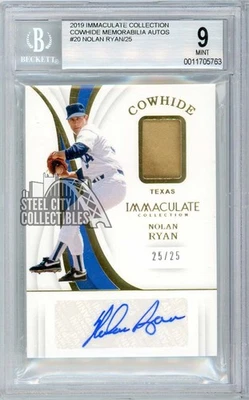 Nolan Ryan 2019 Panini Immaculate Cowhide Glove Autograph Card #C-NR 25/25 BGS 9 - Image 1 of 2