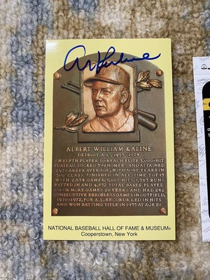 Al Kaline Tigers Signed Gold Hall Of Fame Postcard Autograph JSA COA - Image 1 of 4