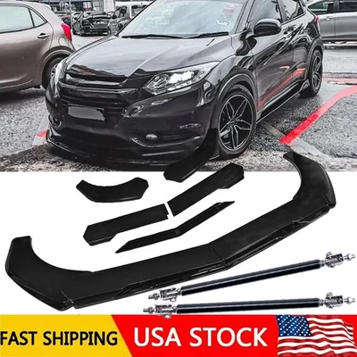 Front Bumper Lip Splitter Spoiler Glossy Black Body Kit For Honda HRV HR-V Foto 1 de 4