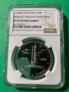 PHILIPPINES 1978 25 PISO QUEZON CITY CENTENNIAL COMMEMORATIVE COIN NGC PF 69 UC - Picture 1 of 2