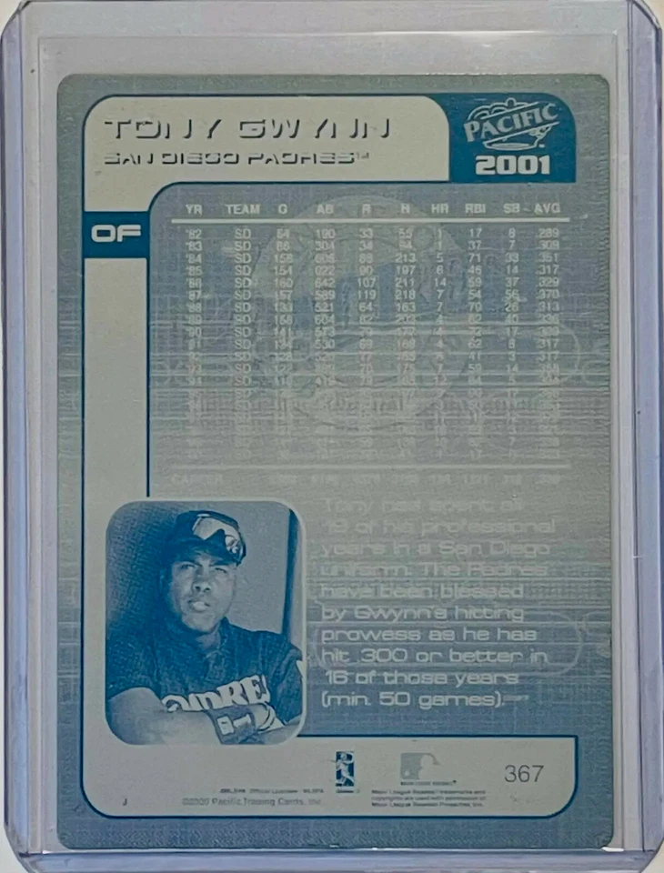 1/1 MR. PADRE TONY GWYNN 2001 PACIFIC CROWN TARJETA PLACA DE IMPRESIÓN SAN DIEGO PADRES Foto 1 de 2