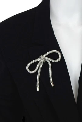 Ella Jonte Brosche Schleife silber Strass elegante Ziernadel Anstecknadel - Bild 1 von 3