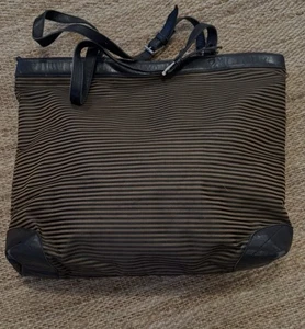 Seeger Large tote bag vintage Black/brown Leather/canvas - Picture 1 of 5