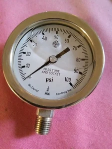 Medidor de presión lleno de líquido 316 Ss tubo y zócalo Psi 100 McDaniel 1/4" - Imagen 1 de 7