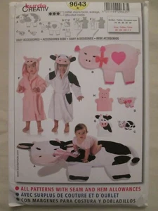 Burda 9643 Creativ Baby Accessories Pattern Cow Pig Rug Robe Washcloth Plush Toy - Picture 1 of 2