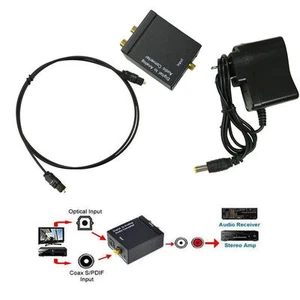 Digital Optical Coaxial Signal to Analog RCA L/R Stereo Audio Converter Adapter - Picture 1 of 11