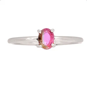 Natural Watermelon Tourmaline 925 Sterling Silver Ring Jewelry s.8 CR50791 - Picture 1 of 1