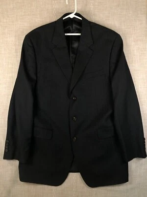 Ralph Lauren Dillard's Blazer Mens 100% Wool 46L Gray Striped Suit Jacket Black - Image 1 of 4