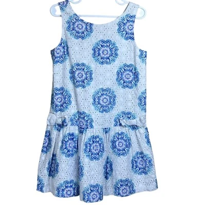 Vestido Janie and Jack Indigo Azulejo Ojales, Talla 6 Primavera Pascua Verano Foto 1 de 4