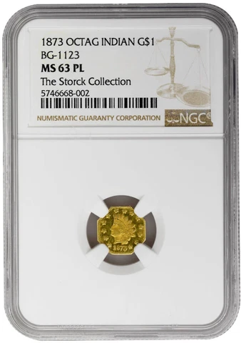 1873 $1 BG-1123 California Fractional Gold, NGC MS63PL Cover