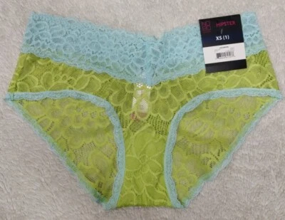 Bragas hipster de encaje elásticas sin límites talla XS azul y verde nuevas con etiquetas Foto 1 de 3