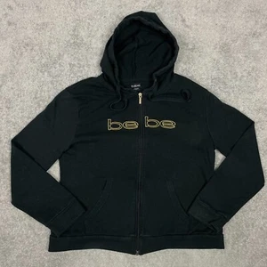 Bebe Hoodie Girls XL Black Zip Up Sweater Logo Spellout - Picture 1 of 10
