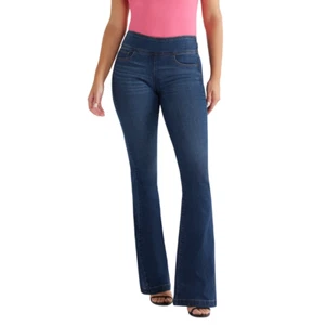 Womens Jeans Flare Leg Stretch Pull On Super High Rise Sofia Vergara Melisa Blue - Picture 1 of 7
