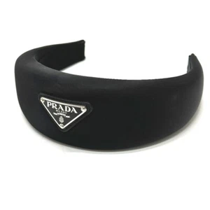 PRADA Triangle logo hair accessory Hair band head band Nylon Black - Picture 1 of 9