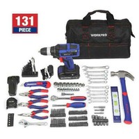 131 Piece 20 Volt Lithium Ion Cordless Drill Project Kit Home Work Shop WorkPro