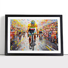 Tour de France Cycling Palette Knife Framed Wall Art Poster Canvas Print Picture