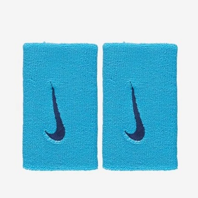 Nike Tennis Premier Wristband Sports Double Wide L Band Blue 2pcs NWT DB9324-445 - Image 1 of 4