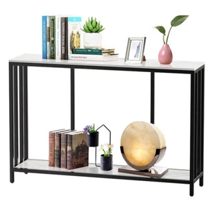 2 Tier Entryway Table Console Sofa Table Nature Beauty Stone Marble Console Desk - Picture 1 of 14