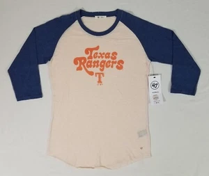 '47 Brand TEXAS RANGERS Baseball MLB Raglan 3/4 Sleeve Retro T-Shirt Women S NWT - Picture 1 of 7