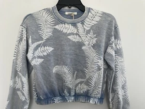 Z Supply Girls Carmen Palm Pullover Med Sweatshirt Light Blue - Picture 1 of 5