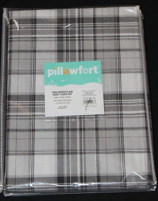Juego de funda nórdica tejida a cuadros Pillowfort DOBLE gris a cuadros ropa de cama para niños nuevo Foto 1 de 4