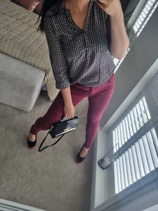 Womens H&M Burgundy Skinny Jeans Uk 8-10 - Picture 1 of 9