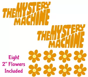 The Mystery Machine 6" Logo e Fiori Hippie Arancione Vinile Decalcomania Finestra Auto Furgone - Foto 1 di 2