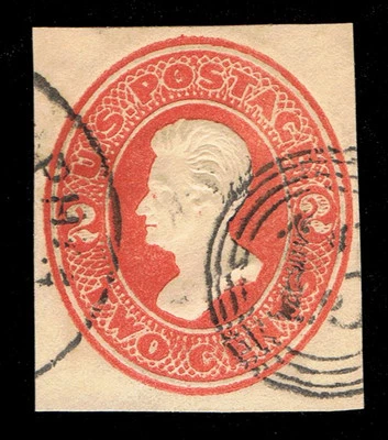 GENUINE SCOTT #U144 USED VERMILION ON CREAM CUT SQUARE PHILADELPHIA 13 CANCELS - Image 1 of 2