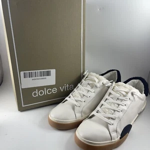 Dolce Vita Womens Zina Plush Sneaker White Black Leather Sz 12 Athletic Casual - Picture 1 of 7